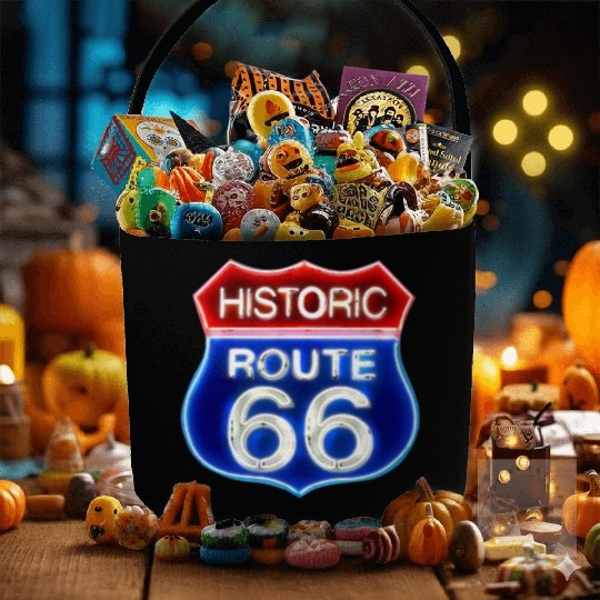 Route 66 neon sign Fabric Baskets