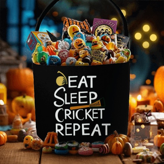 Eat Sleep Cricket Repeat: Cricket Lover's Fabric Baskets