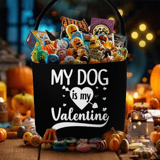 My Dog Is My Valentine Gift For Dog Lover Fabric Baskets