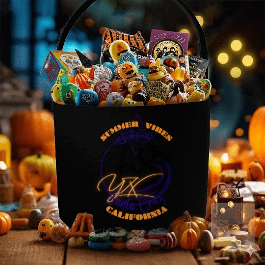 Santa Cruz California summer vibes surfing Fabric Baskets