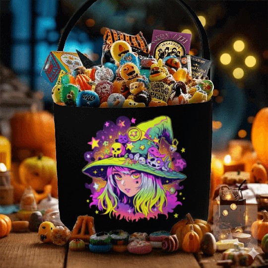 Cute Neon Witch Fabric Baskets