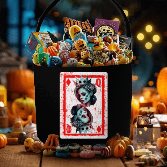Queen of Diamonds Gothic Card Game Creepy Fabric Baskets