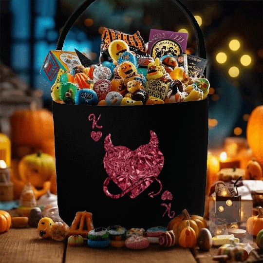 Halloween Card Game King of Hearts Devilish Fabric Baskets
