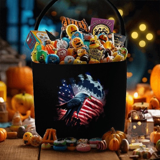 America eagle under Moon with American Flag Fabric Baskets