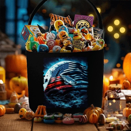 America fish under Moon with American Flag Fabric Baskets