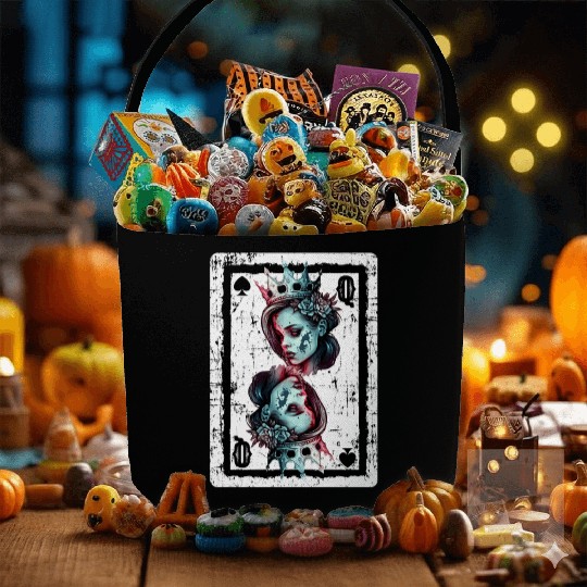 Queen of Spades Gothic Card Game Halloween Creepy Fabric Baskets