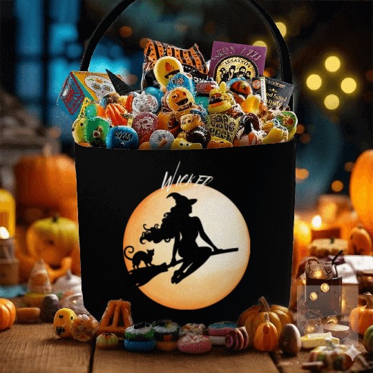 Wicked Cat Witch Funny Halloween Witch Fabric Baskets