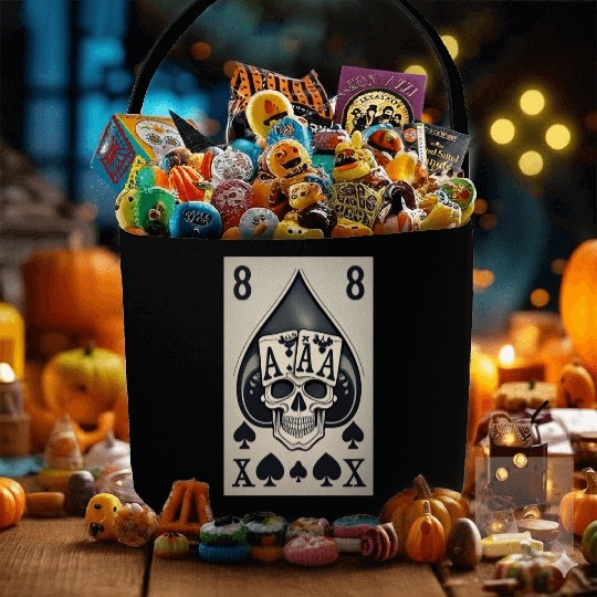 card with skeleton head (halloween design) Fabric Baskets