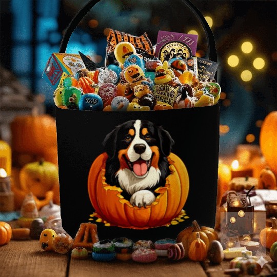 Halloween Bernese Mountain Dog Fabric Baskets