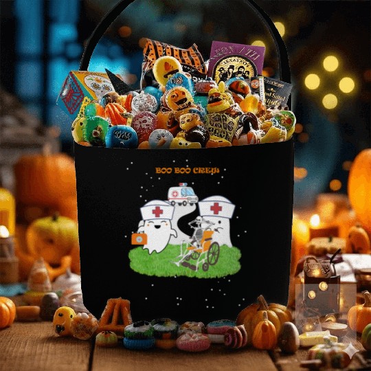 Funny Halloween Boo Boo Crew Ghost Nurse Fabric Baskets