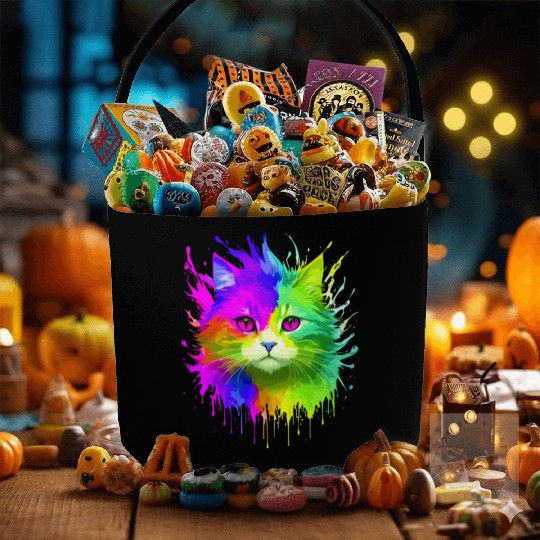 Rainbow Cat Cat Kitten Lovers Apparel tie-dye Fabric Baskets