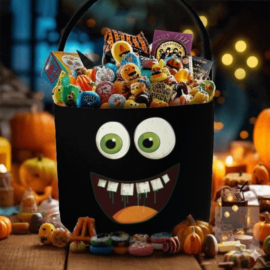 Funny Face with Green Googly Eyes Surprised Fabric Baskets