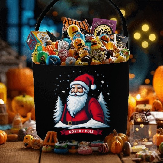 North Pole santa merry christmas Fabric Baskets