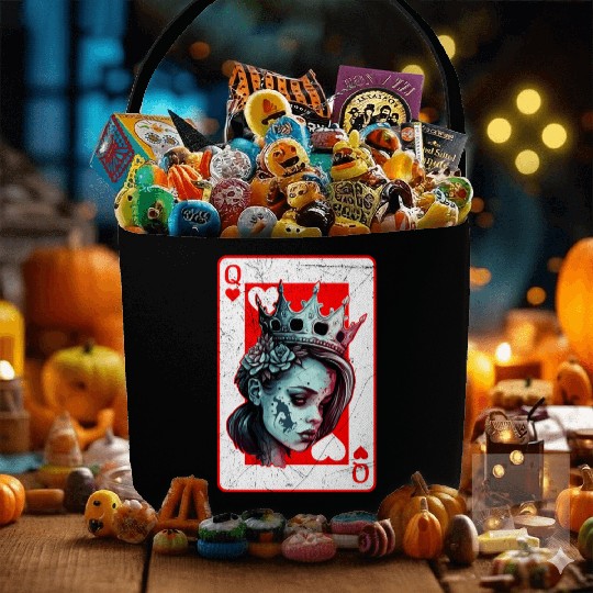 Queen of Hearts Creepy Poker Card Game Halloween Fabric Baskets