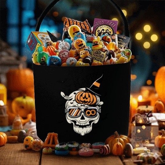 Skull Candy Punppkin Halloween Fabric Baskets