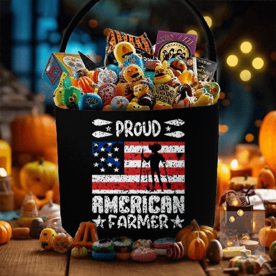 Proud american farmer quote Fabric Baskets