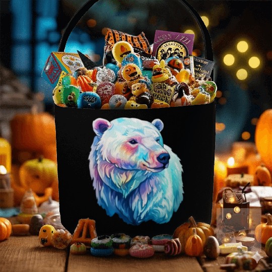 Polar Bear Roar in Winter Wonderland Watercolor Fabric Baskets