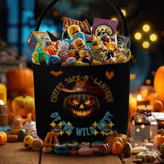 Creepy Jack o Lantern of the Wild West Fabric Baskets