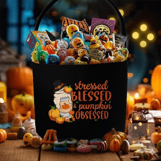 Stressed Blessed And Pumpkin Obsessed Thanksgiving Fabric Baskets
