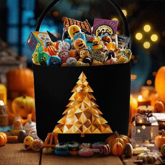 Golden festive shine: radiant Christmas tree Fabric Baskets