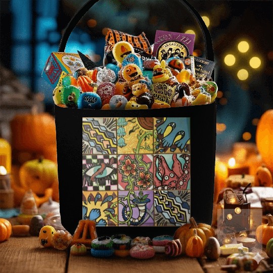 Hand painted wooden squares art by KateToxin Fabric Baskets