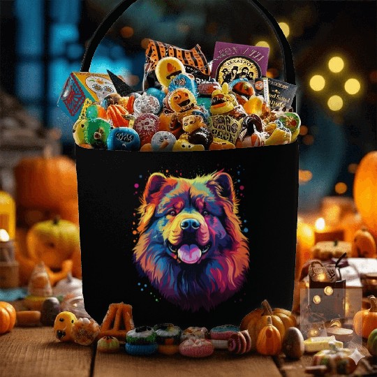 Watercolor Colorful Chow Chow Fabric Baskets