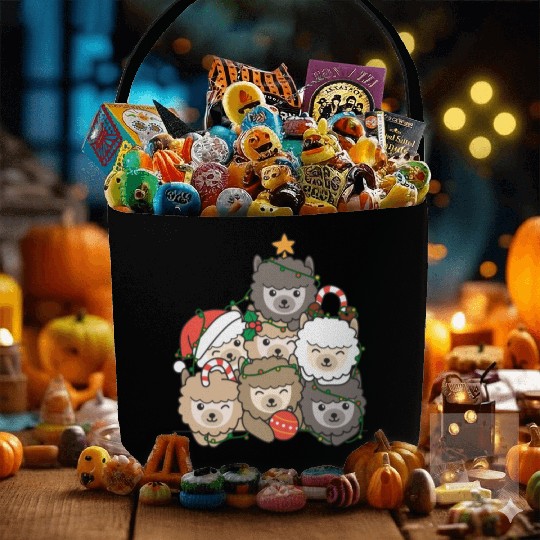 Alpaca Christmas Tree Funny Animal Christmas Fabric Baskets