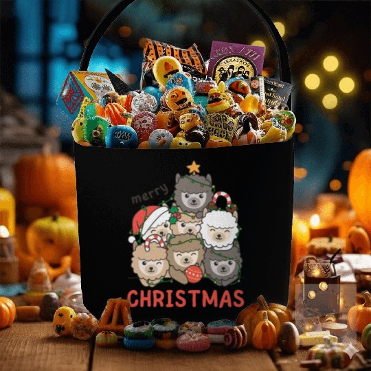 Alpaca Christmas Tree Merry Christmas Fabric Baskets