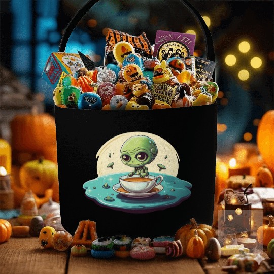 green alien coffee coffee drinker Fabric Baskets