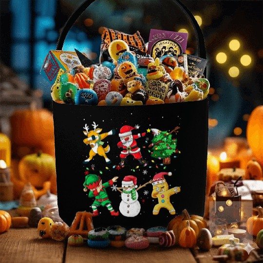 Dabbing Santa Elf Friends Christmas Boys Girls Men Fabric Baskets