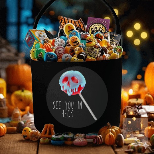 See You In Heck Poison Skull Candy Fabric Baskets