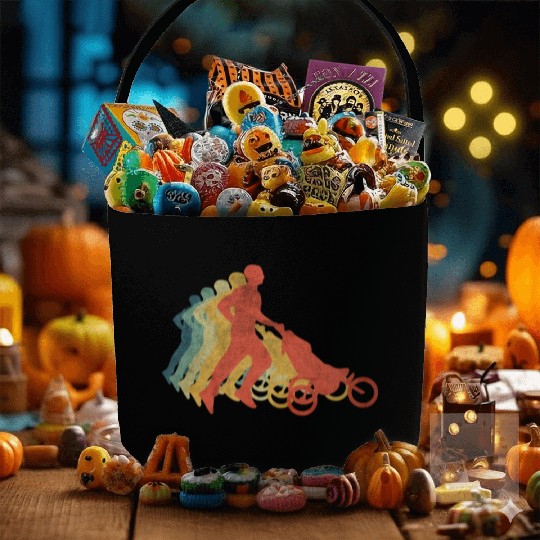 Father Running With Baby Carriage Retro Vintage Fabric Baskets