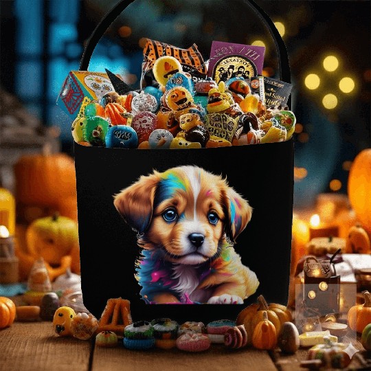 Cute Puppy Made of Liquid Colours Fabric Baskets