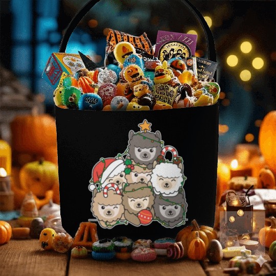 Alpaca Christmas Tree Funny Animal Christmas Fabric Baskets