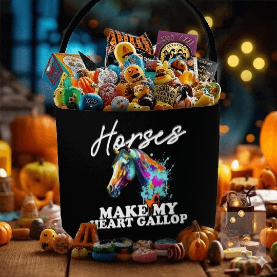 Horses Make My Heart Gallop Riding Girl Horseback Fabric Baskets