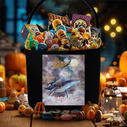 Whale's Celestial Journey Fabric Baskets