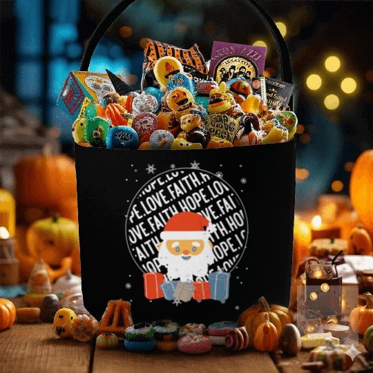 Faith Hope Love Religious Family Christmas Santa Fabric Baskets