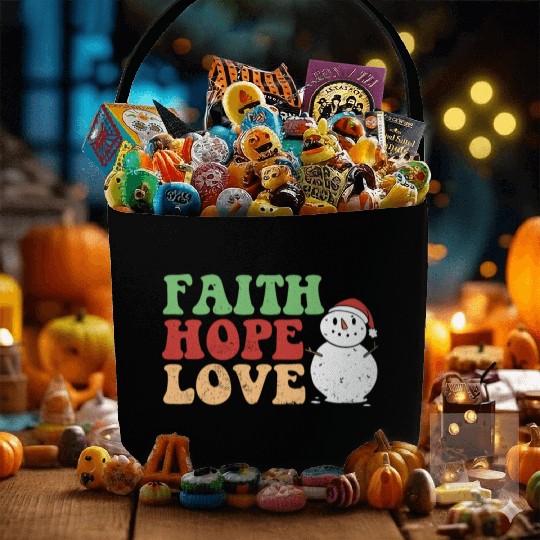 Faith Hope Love Religious Family Christmas Fabric Baskets