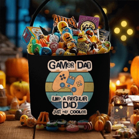 Cool Retro Gamer Dad Fabric Baskets