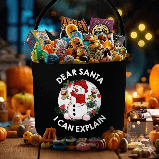 Schneemann Dear Santa I can Explain Funny Fabric Baskets