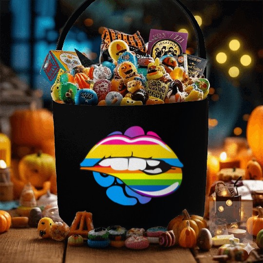 LGBTQ Rainbow Pride Flag Lip Bite Pansexual Lips Fabric Baskets