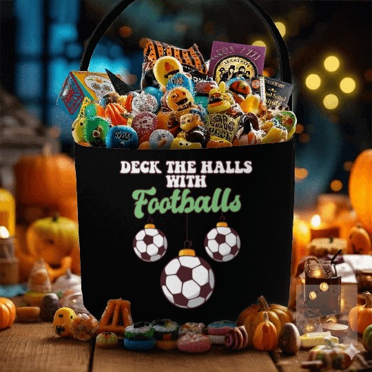 Football Player Coach Christmas Balls Deck The Fabric Baskets