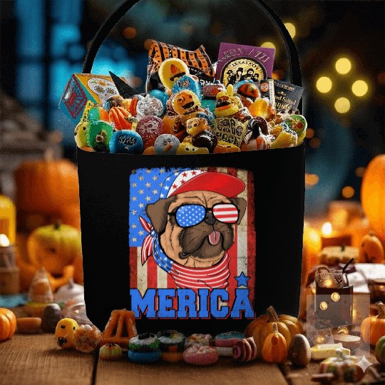 Funny Merica Retro Flag Us American Bulldog Fabric Baskets