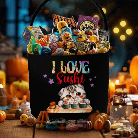 I love Sushi - Cat sushi Fabric Baskets