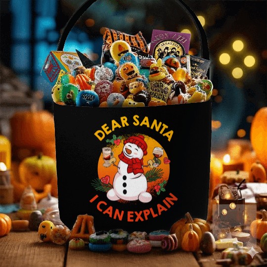 Schneemann Dear Santa I can Explain Funny Fabric Baskets