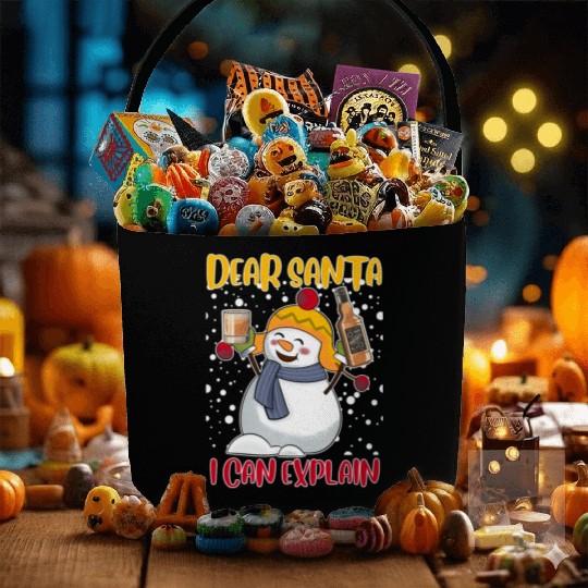 Snowman Dear Santa I can Explain Funny Fabric Baskets