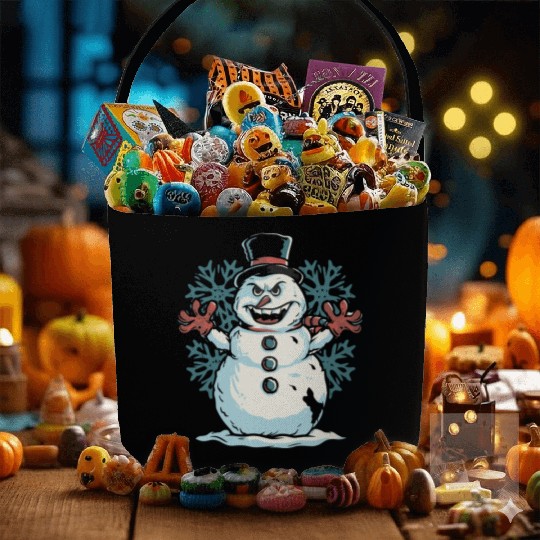 frosty snowman creepy Fabric Baskets
