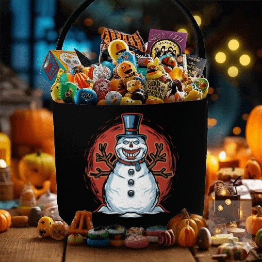 frosty snowman creepy Fabric Baskets