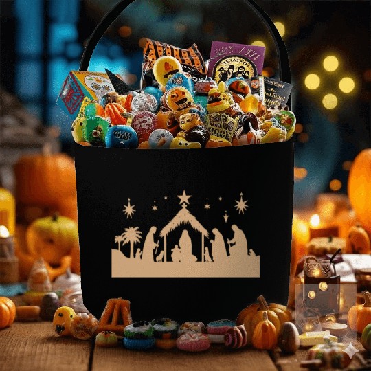 Nativity Scene with Mary Joseph Baby Jesus Fabric Baskets