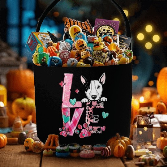 Bullterrier Dog I Love My Dog Valentines Day Fabric Baskets